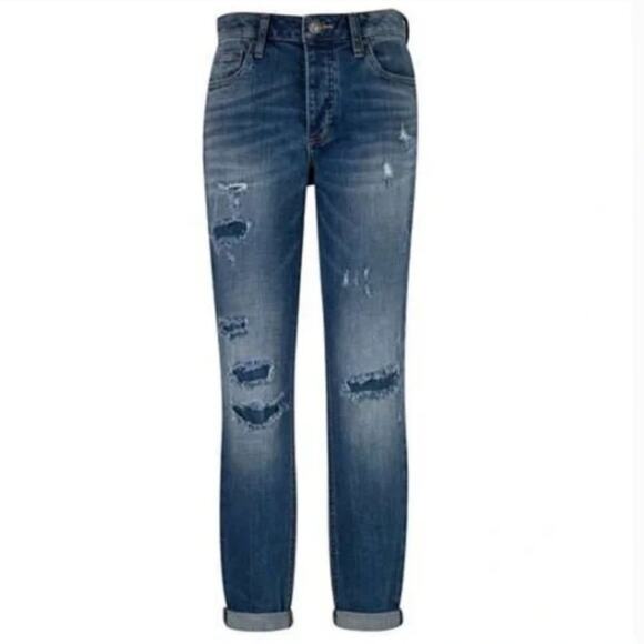 KUT From The Kloth Women's Patched Distressed Catherine Boyfriend Jean Size 14 - Picture 1 of 10